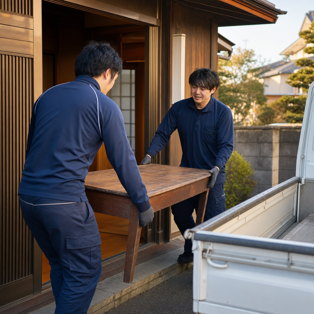 お品物を丁寧に運び出すスタッフ
